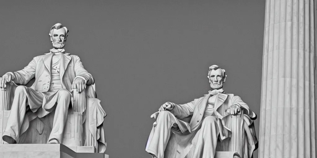 Prompt: john malkovich as abraham lincoln in the lincoln memorial, grayscale, ultrafine detail