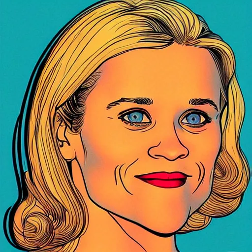 Image similar to “ reese witherspoon retro minimalist portrait by jean giraud, moebius starwatcher comic, sharp, smooth face, 8 k ”