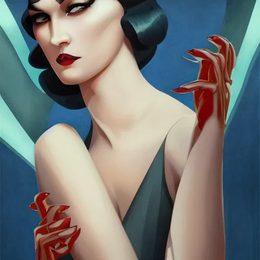 Image similar to an art deco, ( streamline moderne ), multi - racial portrait in the style of anna dittmann and charlie bowater and loish. very large, clear, expressive, and intelligent eyes. centered, ultrasharp focus, dramatic lighting, photorealistic digital matte painting, intricate symmetrical ultra detailed background.