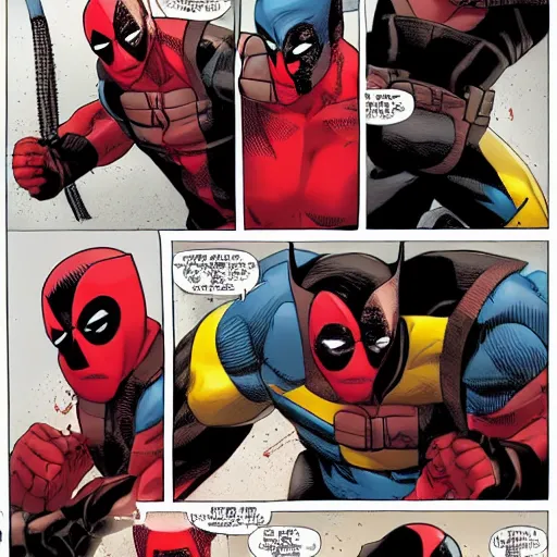 Image similar to dead pool fighting wolverine