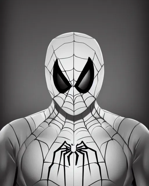 Image similar to spiderman in a white hood, 8 k photo, portrait, dynamic lighting, fantasy concept art, trending on art station, stunning visuals, creative, cinematic, ultra detailed, comic strip style