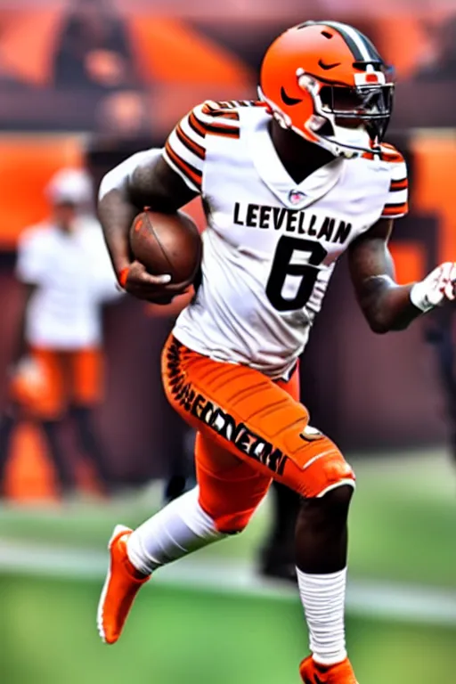 Image similar to lamar jackson in a cleveland browns uniform