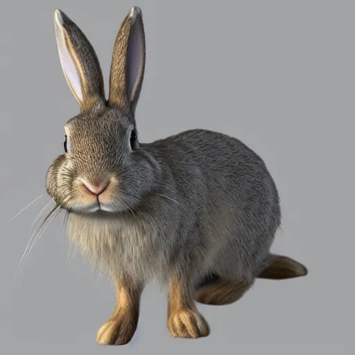 Image similar to rabbit with Realistic graphics, 3d render,