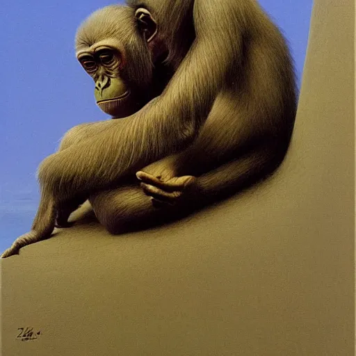 Prompt: 🐵 by zdzisław beksiński