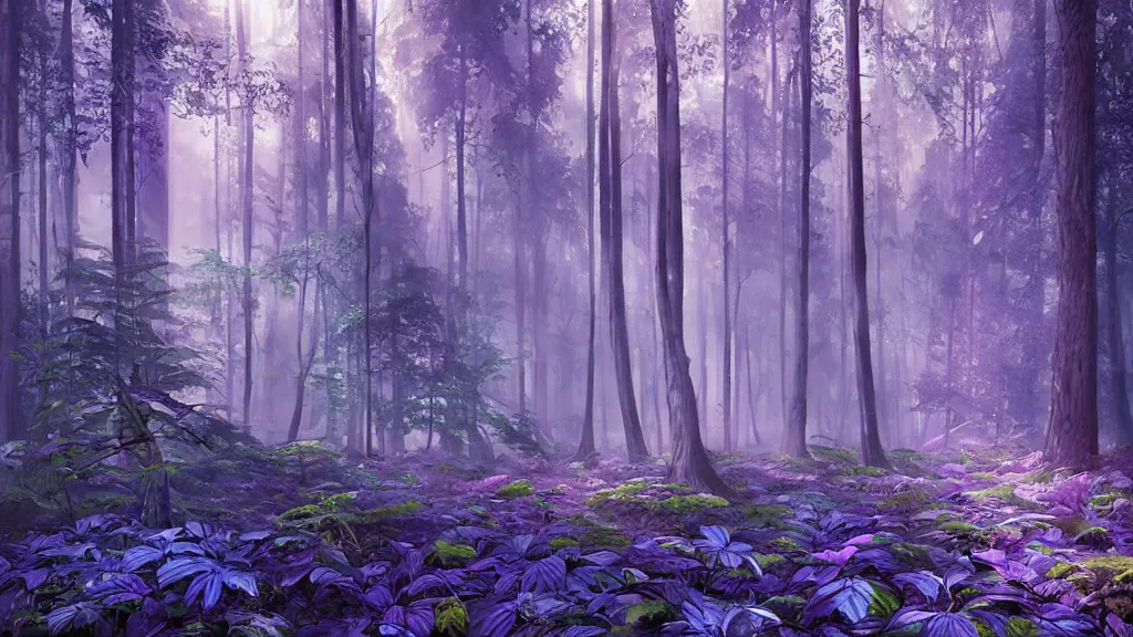 Prompt: art deco forest, blue and purple, ultra detail, photoreal, professionally retouched, wide angle, 8 k high definition, insanely detailed, intricate, elegant, art by artgerm and wlop