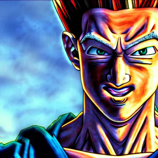 Image similar to ultra realistic portrait painting of mark zuckerberg as super saiyan 3 goku, art by akira toriyama, 4 k, dragon ball artstyle, cel shaded, highly detailed, epic lighting