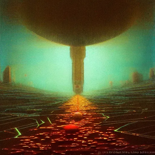 Prompt: megastructure in space, highly detailed 7 0 s scifi and beksinski style painting
