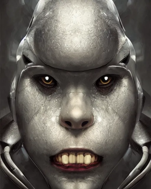 Prompt: a robot monster character digital illustration portrait design by, Mark Brooks and Brad Kunkle detailed, gorgeous lighting, wide angle action dynamic portrait