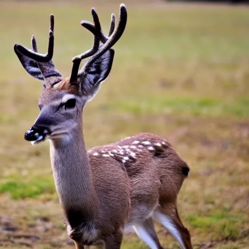 Prompt: photo of a funny deer laughing at a joke