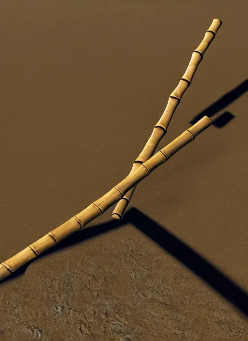 Image similar to rpg item render, a bamboo rod made of gold, Unreal 5, DAZ, hyperrealistic, octane render, dynamic lighting