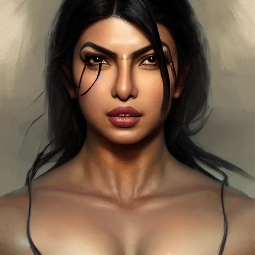 Prompt: portrait of muscular asian priyanka chopra, fantasy, intricate, elegant, highly detailed, digital painting, artstation, concept art, matte, sharp focus, illustration, octane render, unreal engine, art by aenaluck and roberto ferri and greg rutkowski, epic fantasy, digital painting