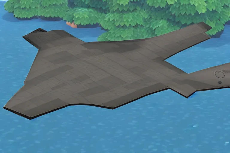 Prompt: b 2 stealth bomber in animal crossing