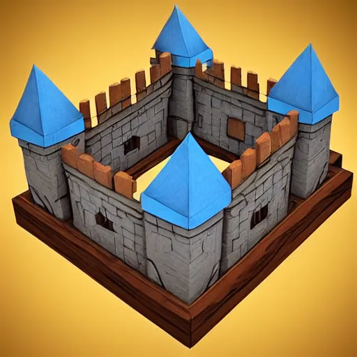 Image similar to wooden castle,cartoony,isometric sky view,3D,diorama,high quality!!!!!!!!!!!!!!!