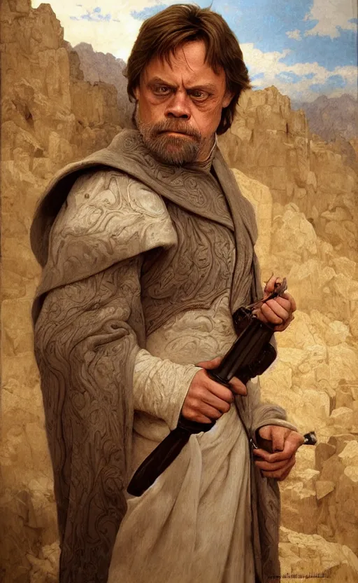 Prompt: mark hamill, traditional corsican, intricate, highly detailed, artstation, illustration, jurgens, rutkowski, bouguereau