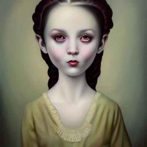 Image similar to a painting in the style of mark ryden and in the style of irakli nadar.