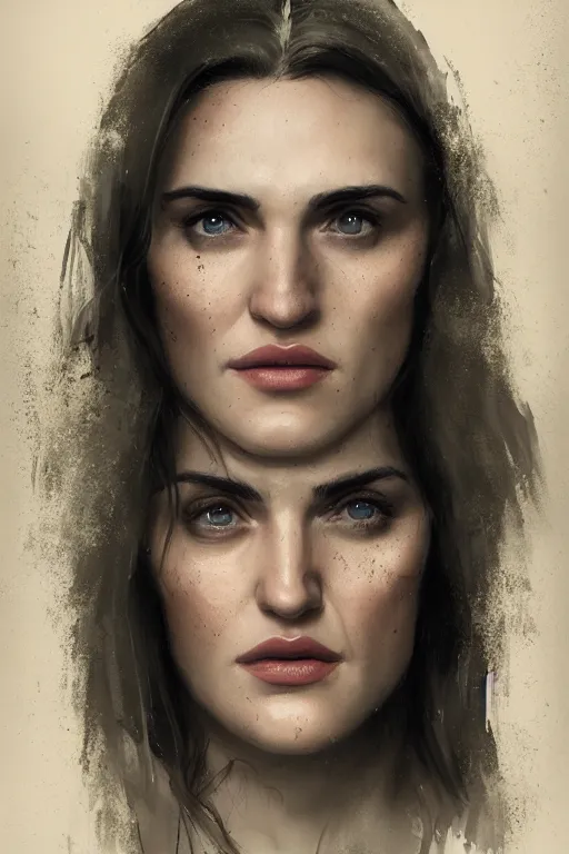 Image similar to portrait, Katie Mcgrath , paladin , face portrait, raphael lacoste, eddie mendoza, alex ross, concept art, matte painting, highly detailed, rule of thirds, dynamic lighting, cinematic, detailed, denoised, centerd