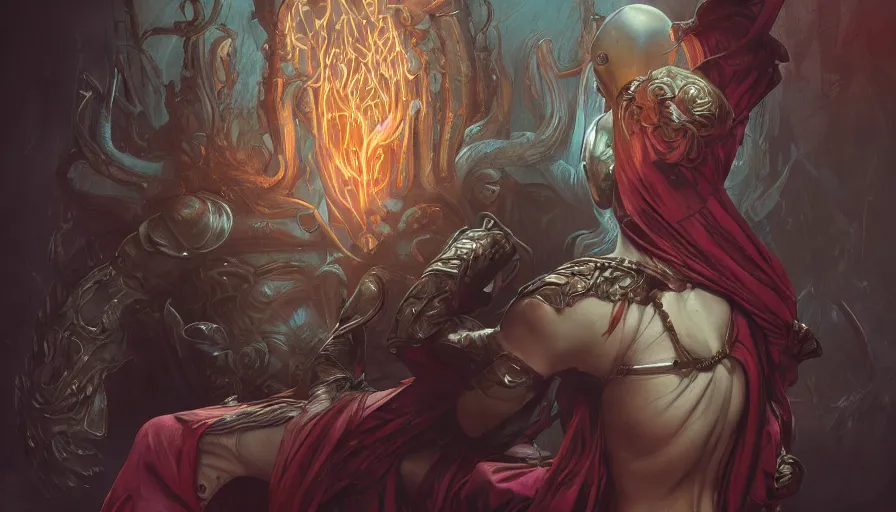 Image similar to mortality, fame of thrones, comic book anatomy, pinup. lord of daggers, past, neon, fibonacci, sweat drops, insane, intricate, highly detailed, digital painting, artstation, concept art, smooth, sharp focus, illustration, Unreal Engine 5, 8K, art by artgerm and greg rutkowski and alphonse mucha