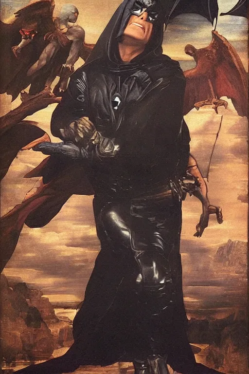 Prompt: Ozzy Osbourne as batman, classical renaissance painting by Carel Fabritius