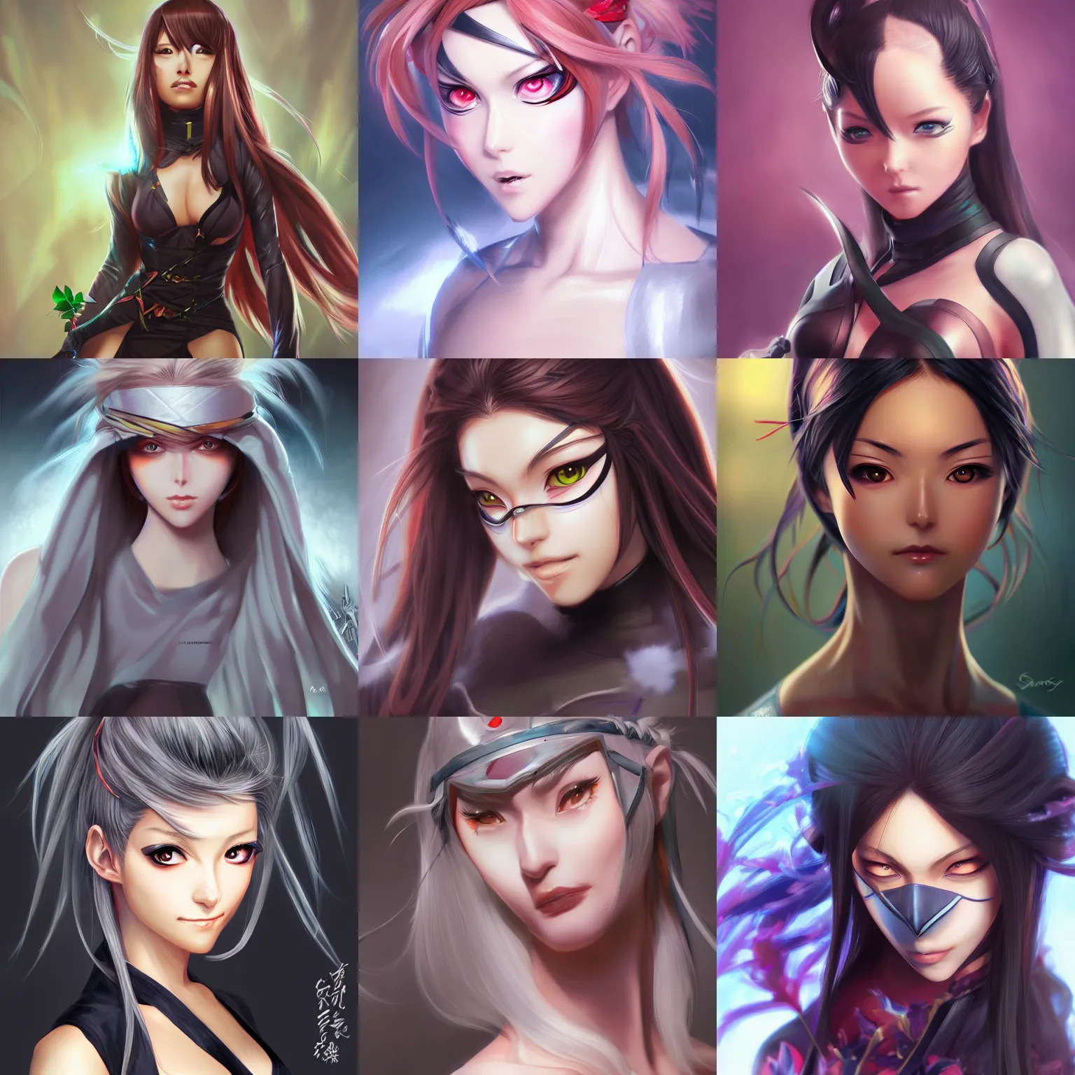 Prompt: A realistic anime portrait of a beautiful ninja woman with a human face wearing a ninka outfit, digital painting, by Stanley Artgerm Lau, WLOP, and Rossdraws, digtial painting, trending on ArtStation, deviantart