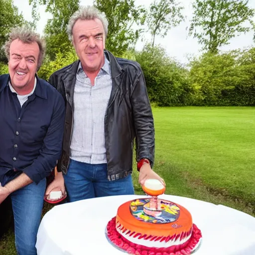 Prompt: Jeremy Clarkson, James May and Richard Hammond Bake a Cake