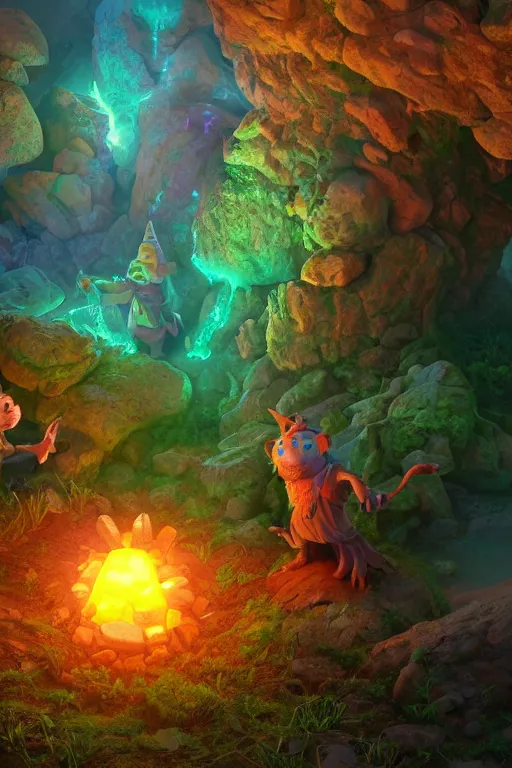 Image similar to arcane fantasy art giant golem elemental wood rock bastion forged gemstone enchanted forest troll, global illumination ray tracing hdr fanart arstation by sung choi and eric pfeiffer and gabriel garza and casper konefal lisa frank zbrush central hardmesh radiating a glowing aura