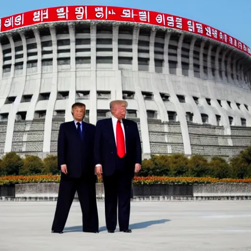 Prompt: Donald Trump standing in Pyongyang North Korea