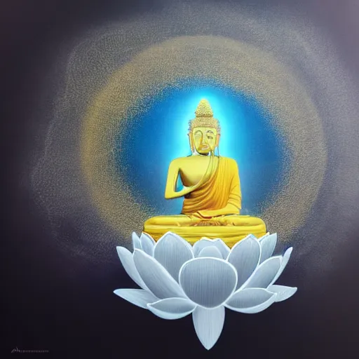 Prompt: a picture of buddha meditating on a 1 0 0 petal lotus flower, deeply mystical, astral, astronomical, trending on artstation, photorealism, extreme detail, fine art