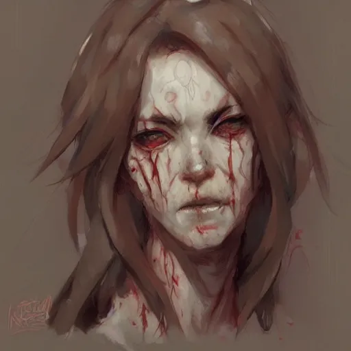 Prompt: Portrait of a zombie by Krenz Cushart