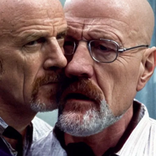 Image similar to mike ehrmantraut kissing walter white