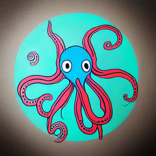 Image similar to “painted octopus, dotart, album art in the style of James Jean”