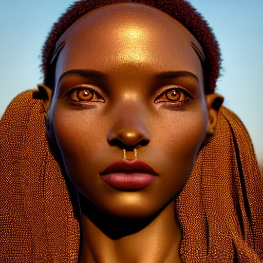 Prompt: photographic portrait of a stunningly beautiful african renaissance female in soft dreamy light at sunset, beside the river, soft focus, contemporary fashion shoot, in a denis villeneuve and tim burton movie, by edward robert hughes, annie leibovitz and steve mccurry, david lazar, jimmy nelsson, extremely detailed, breathtaking, hyperrealistic, perfect face, octane render