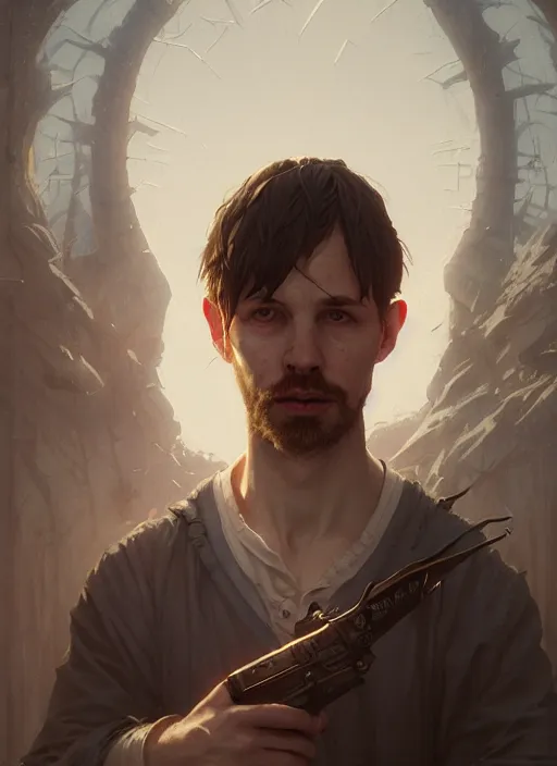 Prompt: Highly detailed portrait of a murderer, Stephen Bliss, unreal engine, fantasy art by Greg Rutkowski, Loish, Rhads, ferdinand knab, Makoto Shinkai and Lois van baarle, ilya kuvshinov, rossdraws, Tom Bagshaw, global illumination, radiant light, detailed and intricate environment