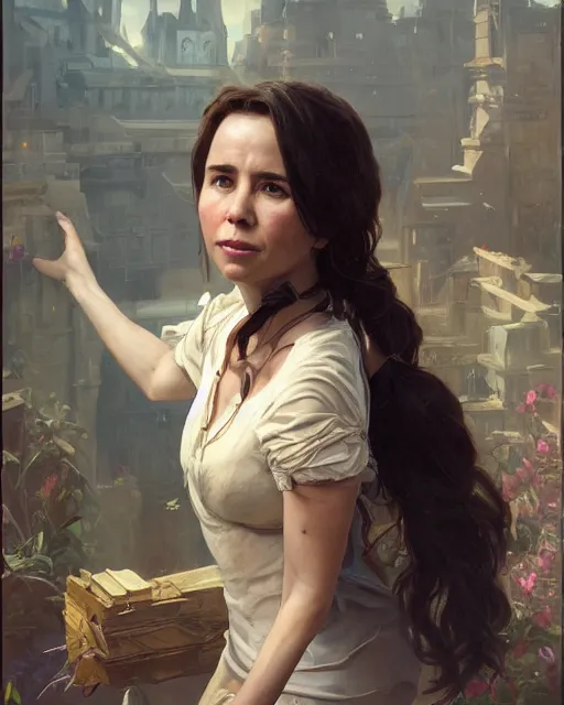 Prompt: a portrait painting of linda cardellini oil painting unreal 5 daz. rpg portrait, extremely detailed artgerm, greg rutkowski, alphonse mucha, vladimir volegov, adolphe bouguereaum, greg hildebrandt, tim hildebrant