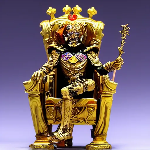 Image similar to photo. the emperor on his golden throne. 4 0 k. body horror.