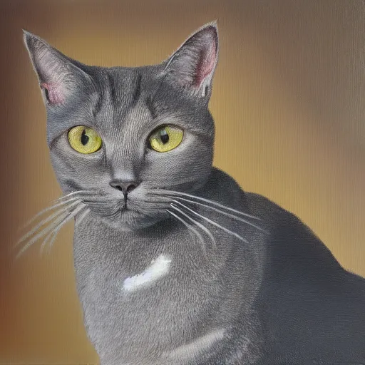 Prompt: a grey manx cat smoking a cigarette, photorealistic oil painting