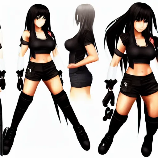 Image similar to face and body shot of tifa lockhart, concept art trending on artstation