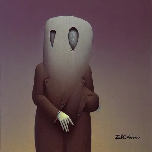 Image similar to monkey in a suit made by zdzislaw beksinski