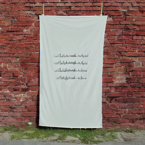 Image similar to katzkab written in a cream white colour fabric banner