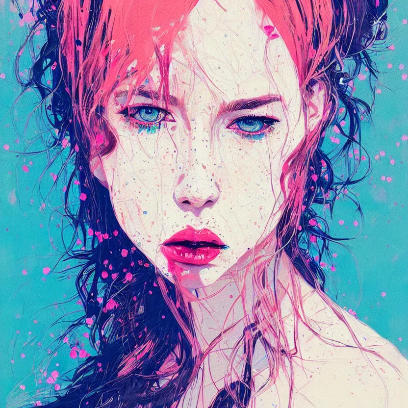 Prompt: close up portrait painting of a modern female, concept art, intricate details, aesthetically pleasing pastel colors, art by conrad roset, impressionism, portrait
