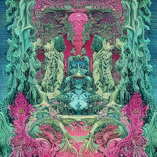 Image similar to fluffy 🏩 death ornate powerscourt estate garden, pastiche by moebius, pastiche by roger dean, precise and intricate linework, art nouveau cosmic 4 k detailed matte illustration trending on cgsociety, cgsociety, linen and aqua color scheme
