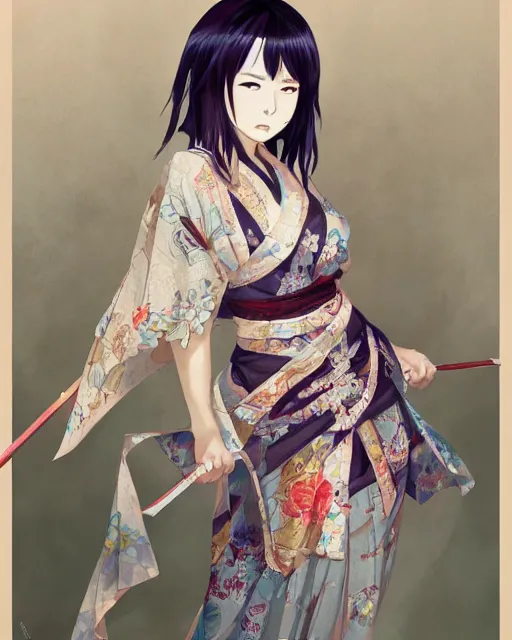 Image similar to A full-body anime portrait of Ssunbiki as a beautiful woman wearing a kimono from Skyrim, by Stanley Artgerm Lau, WLOP, Rossdraws, James Jean, Andrei Riabovitchevy, Marc Simonetti, and Sakimichan, trending on artstation