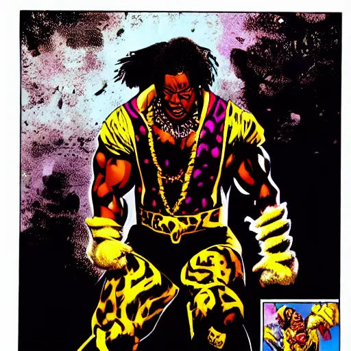 Prompt: busta rhymes as sho'nuff from the last dragon, vector image, comic books style, very detailed by jim lee,