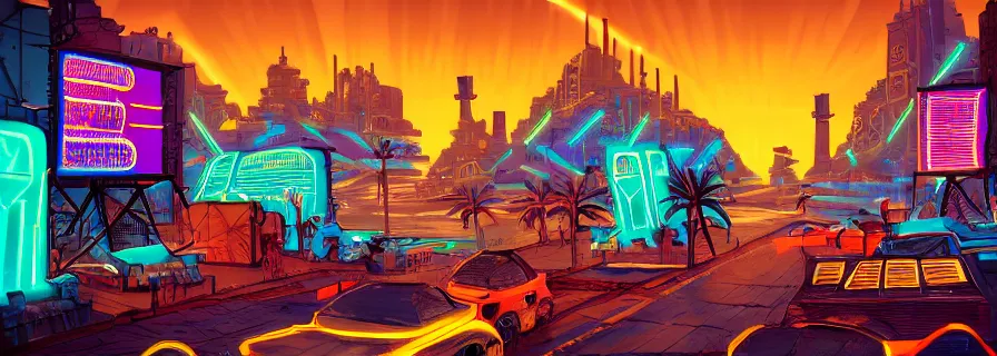 Prompt: ancient aztec city in cyberpunk style with neon billboards and flying cars, light shapes, high details