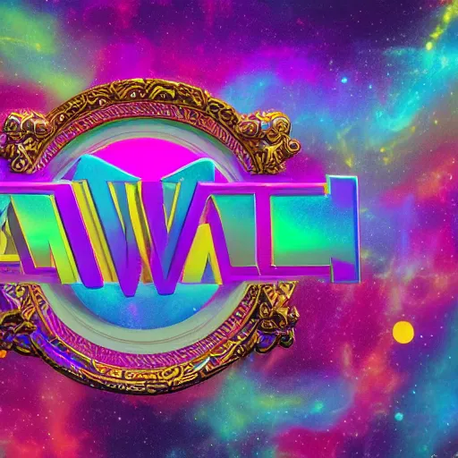 Image similar to a and w vaporwave logo, digital art, cosmic, 3 d high definition, trending on art station, photorealistic, high resolution, 8 k, octane, hyper detailed, insane details, intricate, elite, ornate, elegant trend, highly detailed and intricate, sharp focus, photography, unreal engine