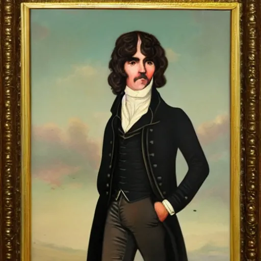 Image similar to regency era painting of a young george harrison in the style of henry pierce bone