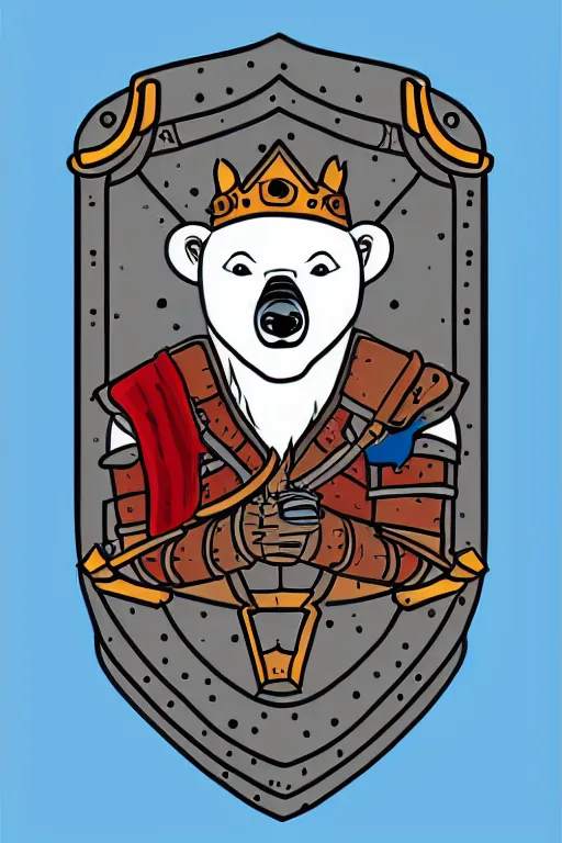 Image similar to Portrait of a polar bear in medieval armor, knight, medieval, sticker, colorful, illustration, highly detailed, simple, smooth and clean vector curves, no jagged lines, vector art, smooth