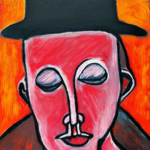 Image similar to a red headed man, expressionist, art, portrait,