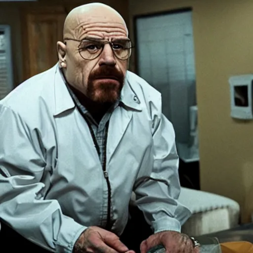 Image similar to A movie still of Danny Devito as Walter White in Breaking Bad