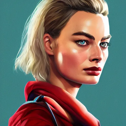 Image similar to Character portrait for Margot Robbie in Disco Elysium, oil painting, 8k, octane render, digital art