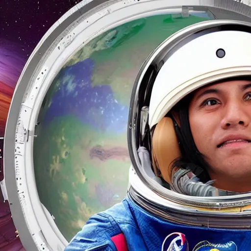 Prompt: a peruvian in space